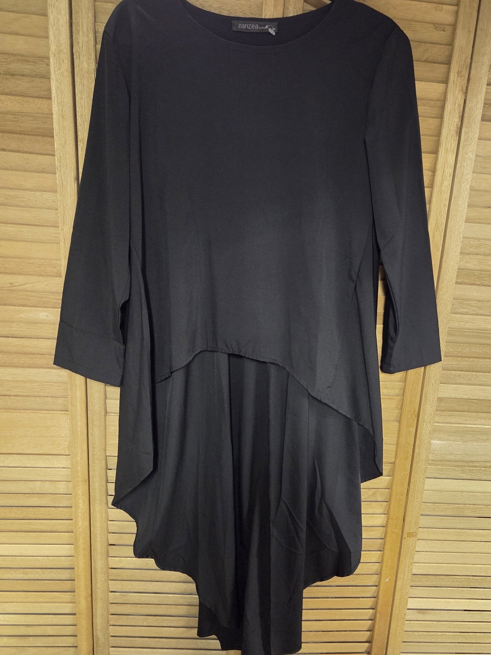 Zanzea Black Asymmetrical High-Low Tunic Top